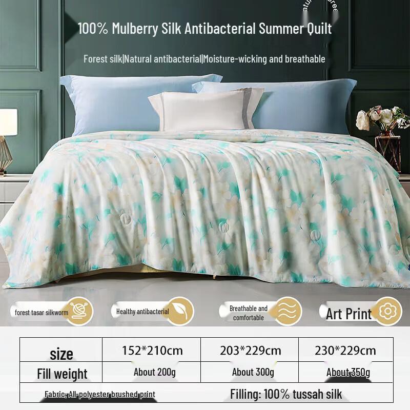 FUANNA Antibacterial 100% Silk Summer Quilt