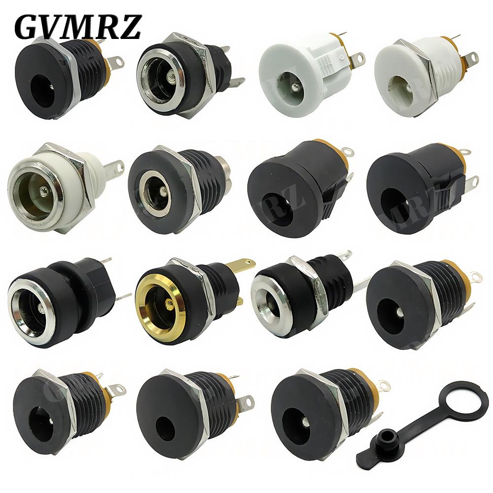 10PCS/lot DC022 DC-022 5.5x2.1mm DC Power Socket 5.5*2.5mm DC Connector 5.5*2.1 Round Hole Interface Panel Socket 3.5x1.3mm