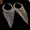 Geometric Long Tassel Necklace Sparkling Clavicle Chain Sweet Full Rhinestone Necklace  Women