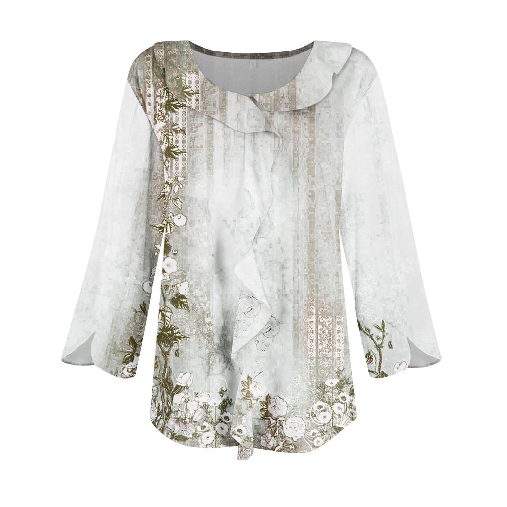 Рубашки с рукавом 3/4 для женщин, милые топы, футболки с рисунком, блузки, повседневные базовые топы больших размеров, пуловеры