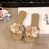 Flower Slippers Women's Summer New Outer Wear Flat-bottomed Beach Vacation Seaside with Skirt Sandals