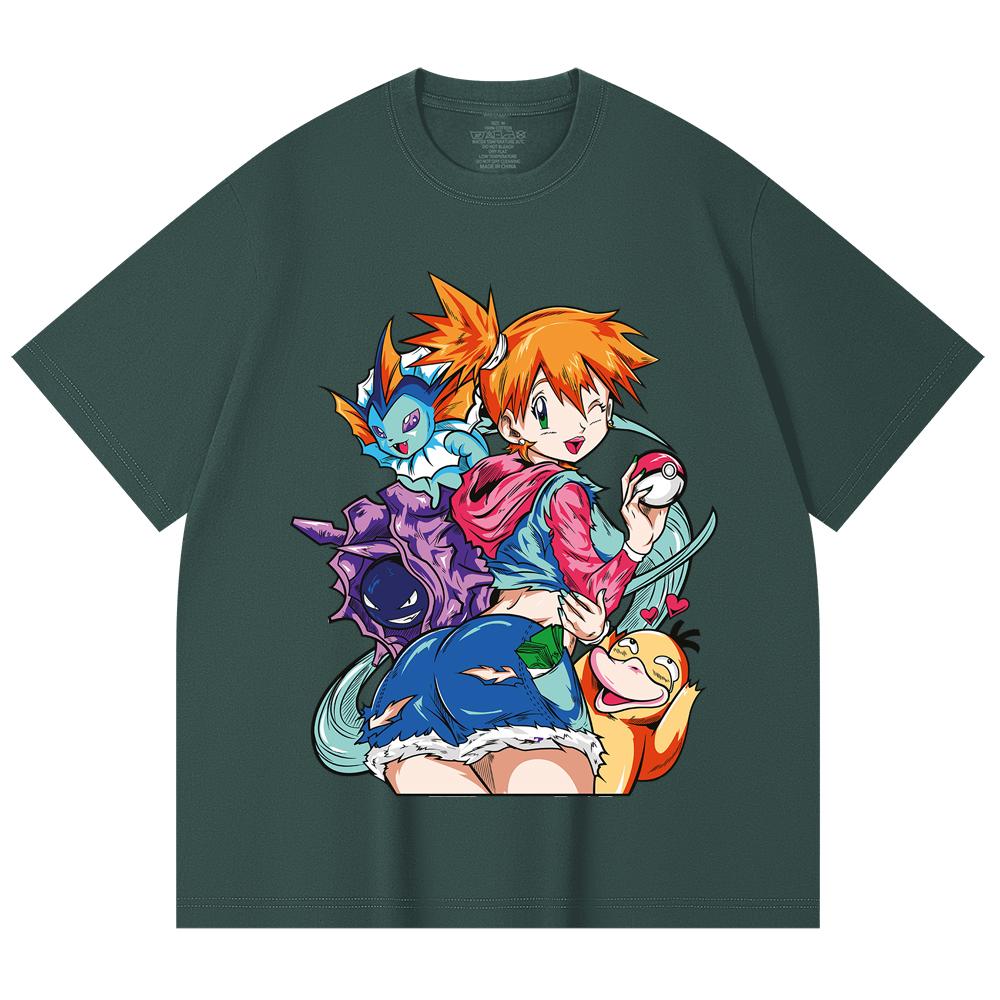 230 Gsm 100% Cotton Pokemon V17 Misty Print Unisex Heavy Cotton T Shirt