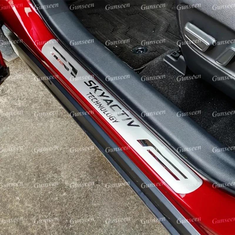 Для Mazda 3 CX-5 6 CX30 Защитная накладка на порог автомобиля, накладка от царапин, отделка, автомобильные аксессуары, защита порога, наклейка для стайлинга педалей