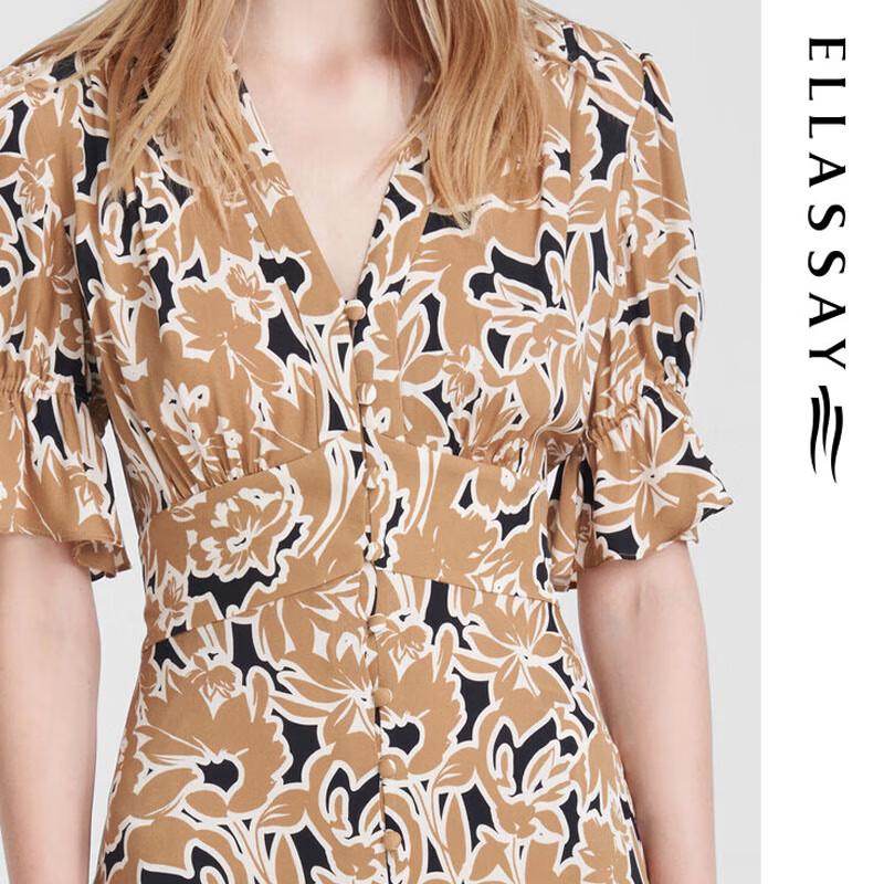 ELLASSAY Женское элегантное платье-миди с запахом и цветочным принтом