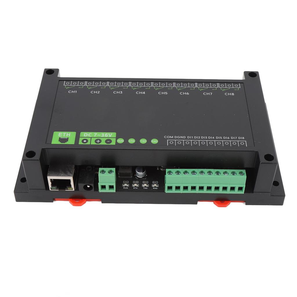 8CH Ethernet Relay Module, 5.5x2.1 Power Interface 7-36V Terminal Block RTU s Protocol Ethernet Communication with PoE