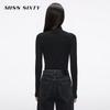 Miss Sixty Женский вязаный топ с высоким воротником, облегающий, с длинным рукавом и вышивкой, Осень 2025