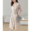 2025 Summer Fashion Double Breasted Suit Collar A-Line Dress