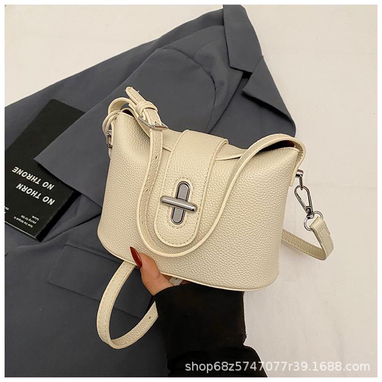 Korean Bucket Bag Women's 2025 New Texture Lychee Pattern Shoulder Bag Niche Design Fashionable Hand-to-hand Crossbody Bag