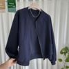 Womens Short Hoodless Cardigan Sweater Jacket Casual Baseball Style Plus Size