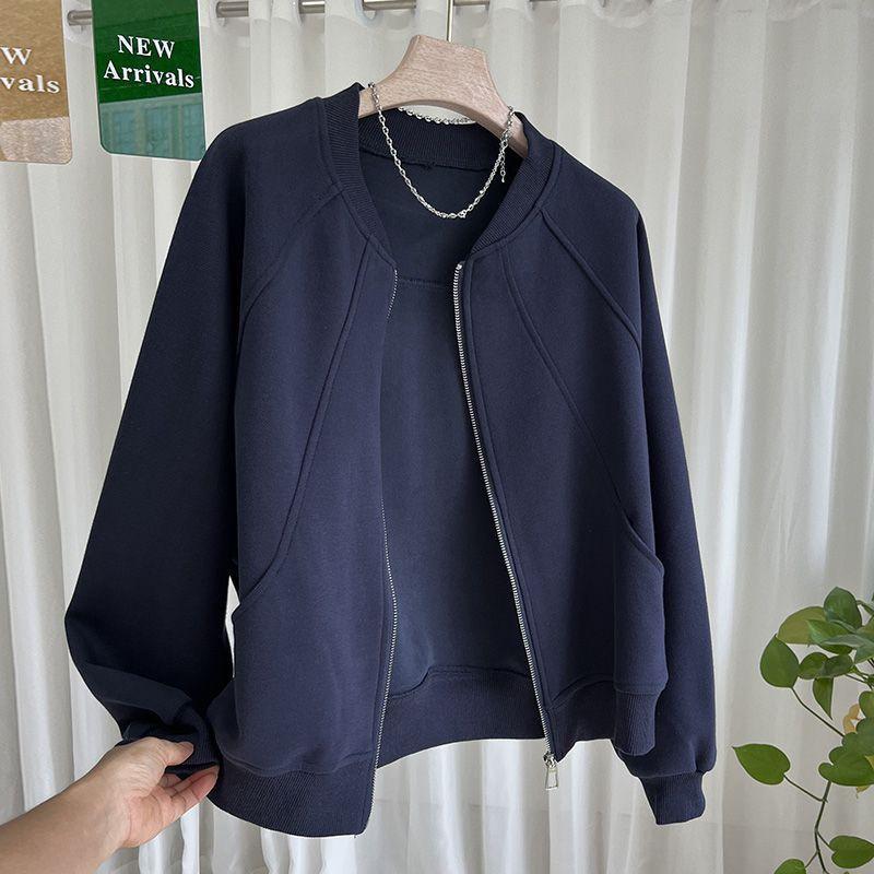 Womens Short Hoodless Cardigan Sweater Jacket Casual Baseball Style Plus Size