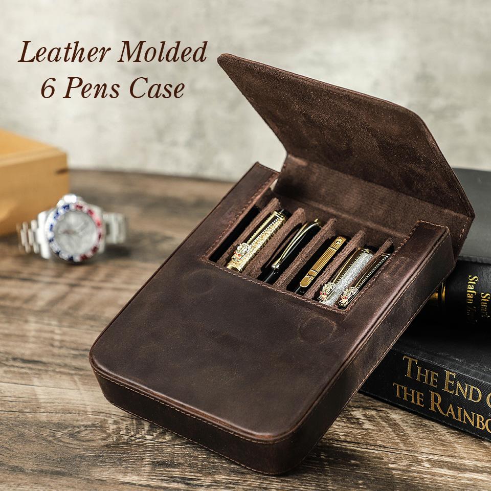 Handmade Fountain Pen Case Leather for Men Women Holder Pouch Retro Box Organizer Boys Girls School