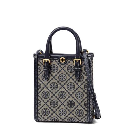 Ткань с принтом T Monogram Classic Allover и кожаная сумка-тоут Унисекс сумка-тоут Темно-синий 87146-405