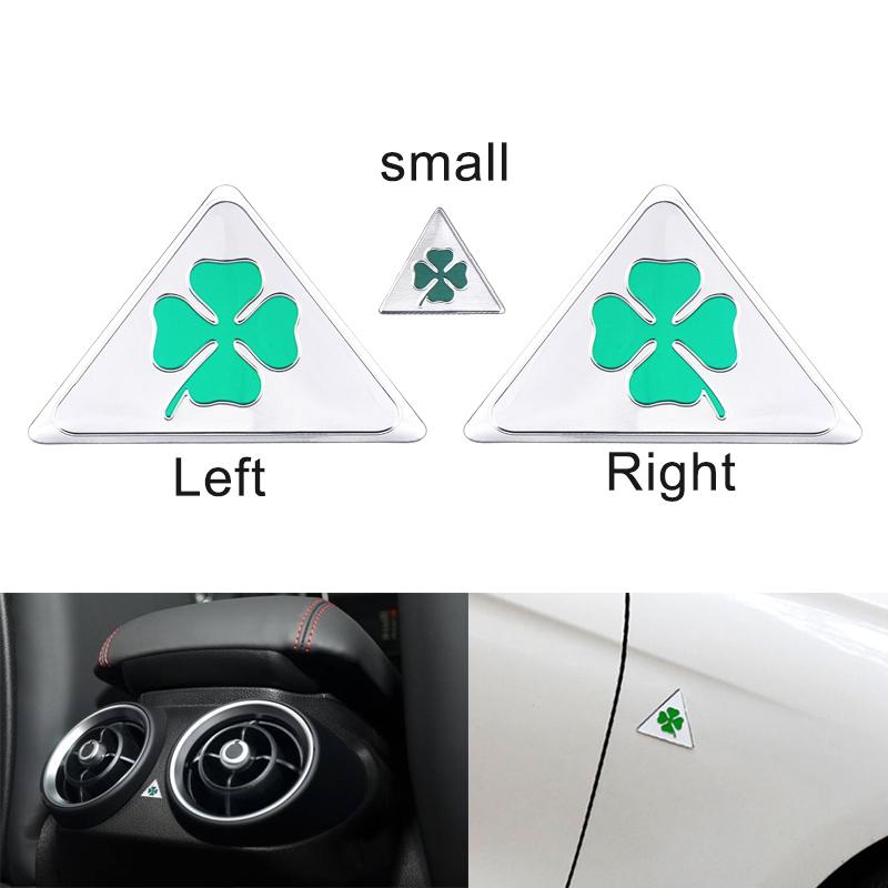 1/3Pc Green Four-leaf Clover Logo Sticker Car Side Fender Badge Trunk Emblem Decal For Alfa Romeo Giulietta 156 166 159 Stelvio zq2