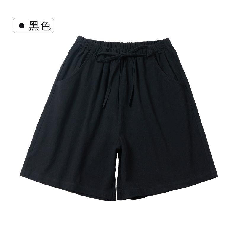 Spring and Summer New Cotton and Linen Shorts Women's Outer Wear Thin A- Shown Wide Leg High Waist Slimming Plus Size Loose Casual Shorts for Women