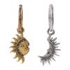 Men's Earrings Asymmetrical Sun and Moon Couple's Earrings European and American Popular Decorations Figurines Room Decor
