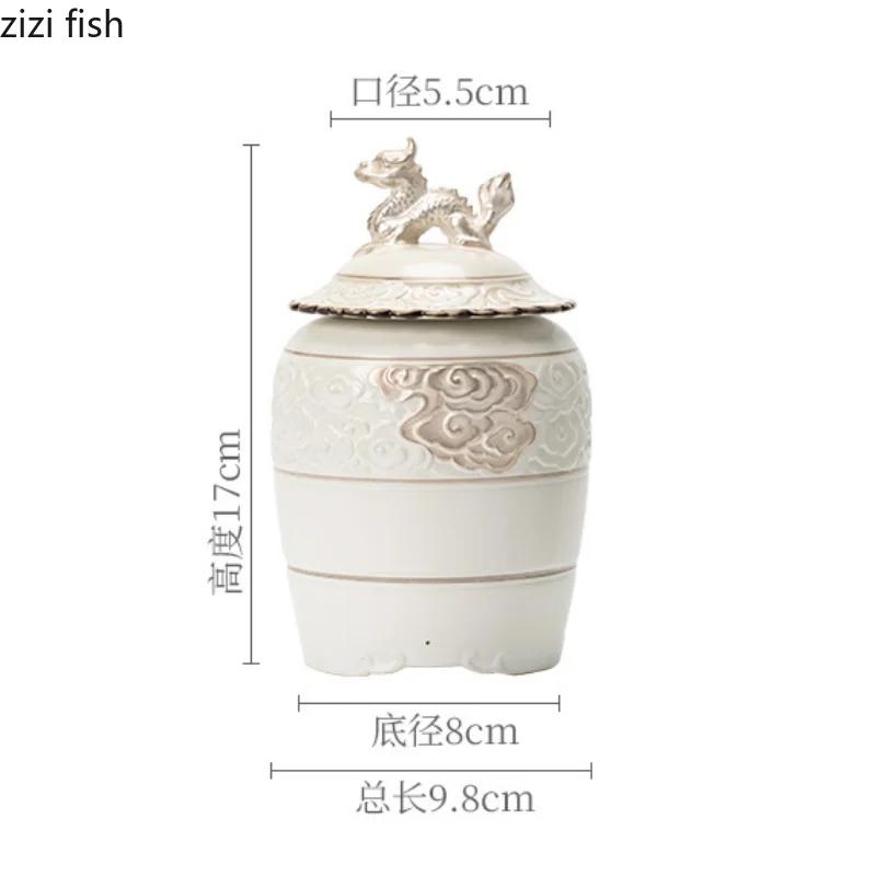 Керамическая банка для хранения чая с крышкой Dragon, герметичная влагостойкая банка, бутылка для хранения чая, банка для чая, контейнер для еды, органайзер