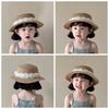 Beach Flower Lace Straw Hat French Children Sun Hat Trendy Baby Straw Caps  2-6 Years