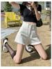 Women's Summer High-Waisted Wide-Leg Frayed Denim Shorts - Trendy Petite A-Line Hot Pants