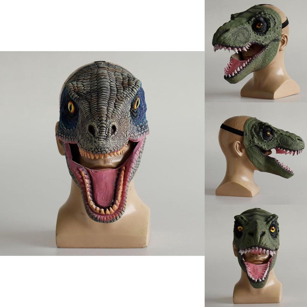 Funny Jurassic World Dinosaur Latex Mask Headgear T-rex Halloween Party Costume