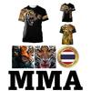 Tiger Muay Thai T-Shirt Kick Boxing 3D Print Vintage Training UV Protect Quick Dry Men Women Unisex Short Sleeve Round Neck MMA Mix Martial Art