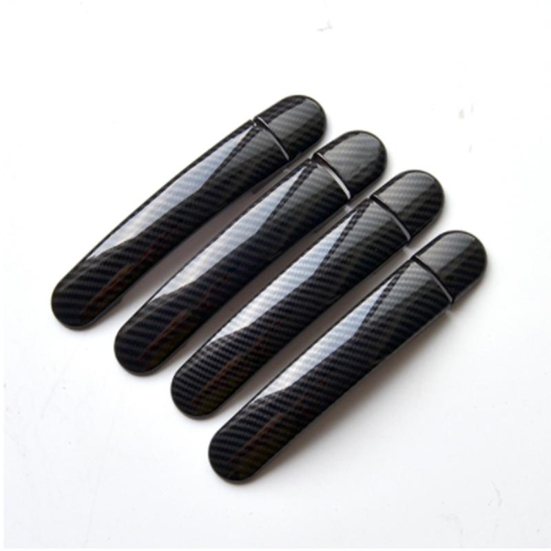 Door Handle Plastic Imitation Carbon Fiber Cover Trim fit for Volkswagen VW Polo Mk4 Mk5 6R Car Accessories Styling Stickers