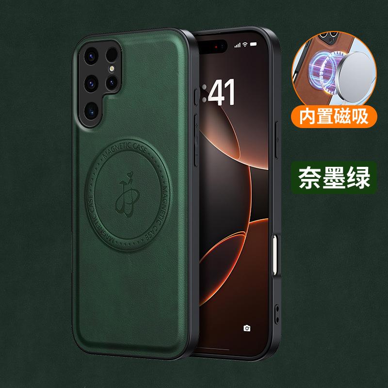Применимо к Samsung S25Ultra чехол для мобильного телефона с магнитным креплением под кожу A16 кожаный держатель A54 противоударный A35 защитный чехол A23