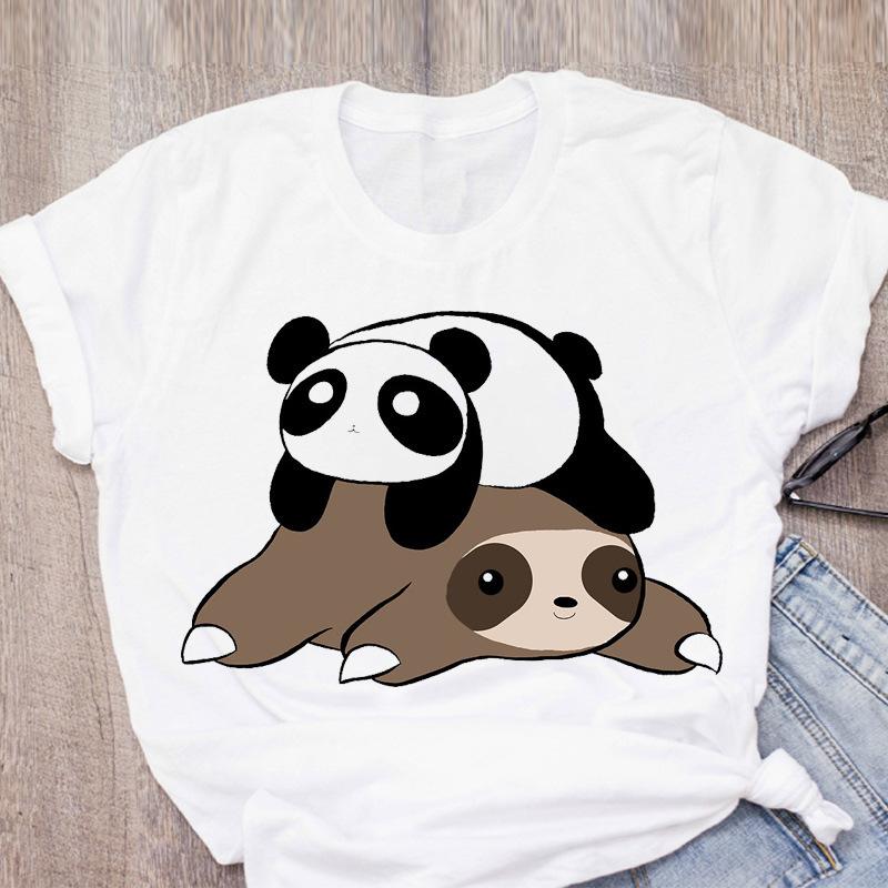 Модная женская футболка с милым принтом ленивца из мультфильма, студенческий топ