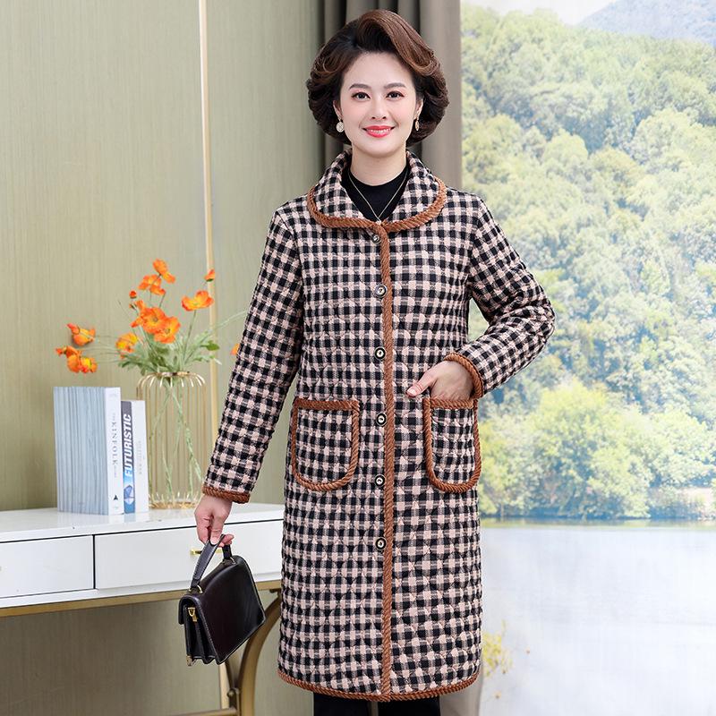 Женское легкое хлопковое пальто с бархатом, средней/длинной длины, модное теплое для осени/зимы, идеально подходит для мам среднего и пожилого возраста