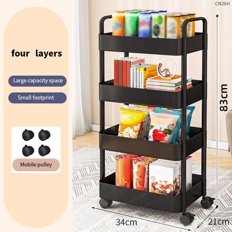 Мобильная тележка для хранения вещей, бытовая кухонная многофункциональная тележка-органайзер, экономящая место, полки для спальни, стойка для хранения закусок