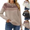 Women's Knitted Retro Round Neck Loose Pullover Sweater