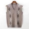 Мужской вязаный жилет с V-образным вырезом - Плотный, без рукавов, идеально подходит для мужчин среднего и пожилого возраста, идеально для осени и зимы
