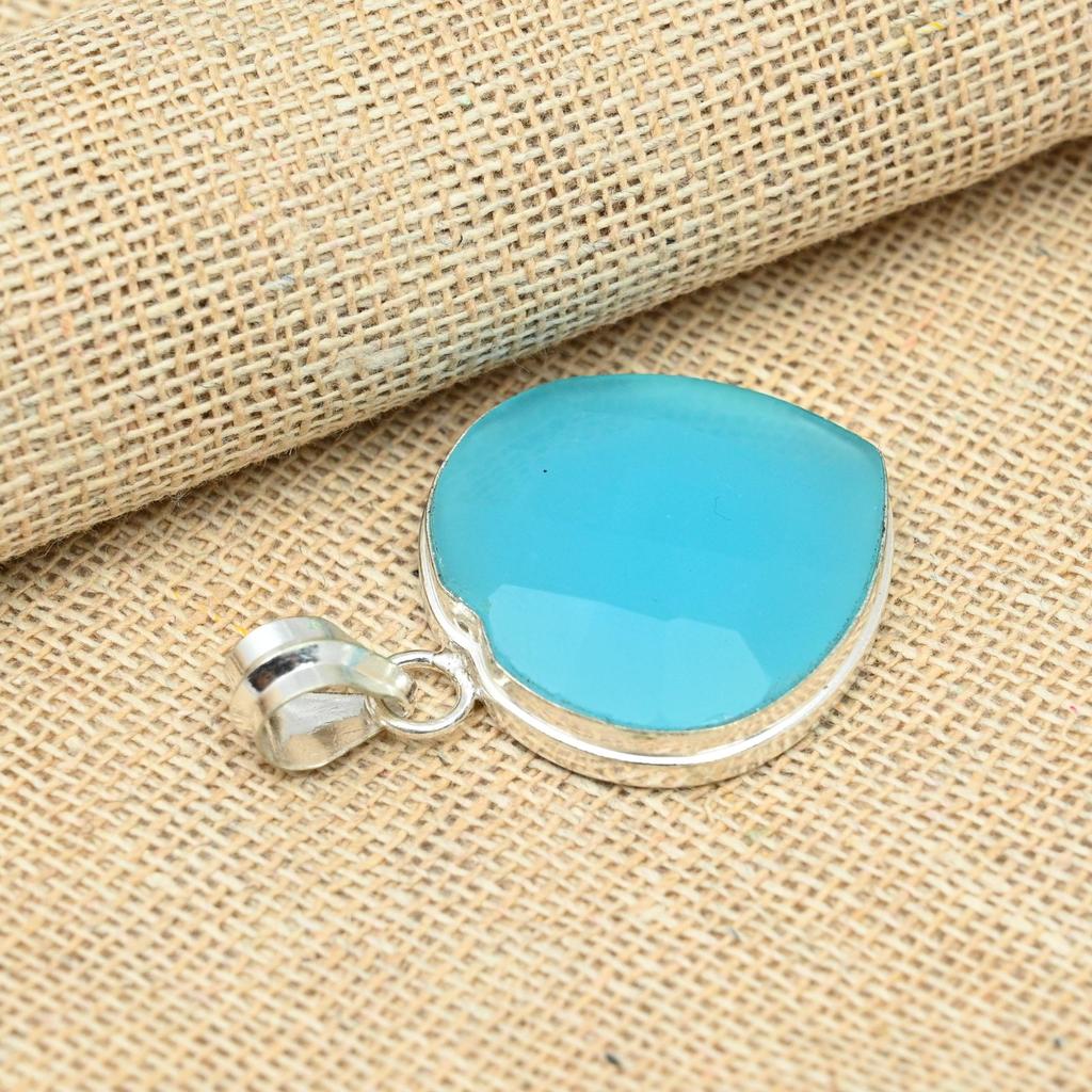 Голубой кулон ювелирных изделий стерлингового серебра 925 драгоценной камня халцедона Хандмаде для подарков