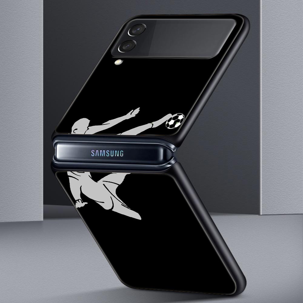 Чехол для телефона «Футболист с изображением футболиста» для Samsung Galaxy Z Flip 3 4 5, черный складной чехол для мобильного телефона, жесткий защитный чехол из ПК