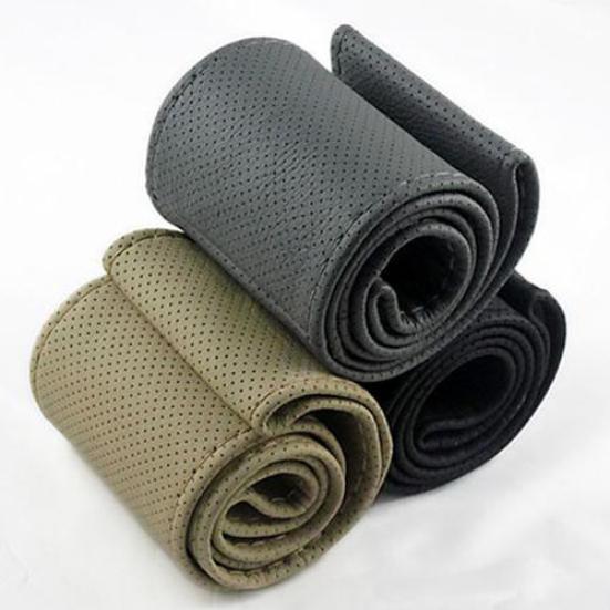 DIY искусственная кожа рулевое колесо автомобиля авто протектор чехол с комплектом игольной нити