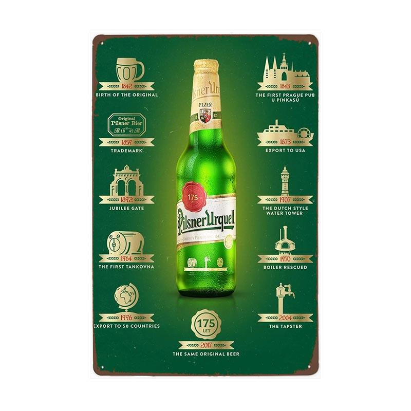 Pilsner Urquell Металлический Настенный Постер Бельгийское Пиво Знак Винтажный Бар Пещера Мужчины Клуб Жестяная Картина Декор Табличка Украшение 20x30см