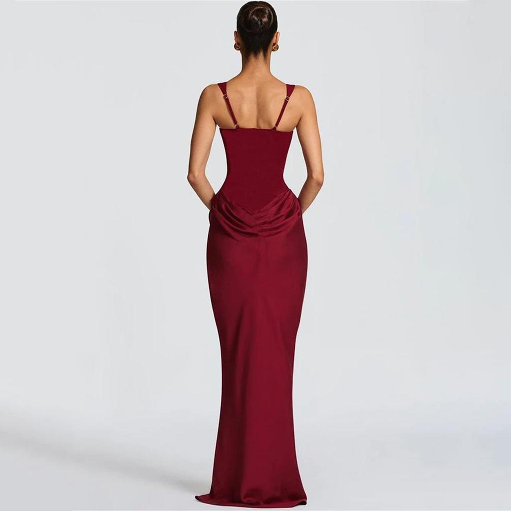 Женский Повседневный Приталенный Платье-Комбинация с Бретелями «Рыбья Кость», Обтягивающее Бедра, Длинная Юбка