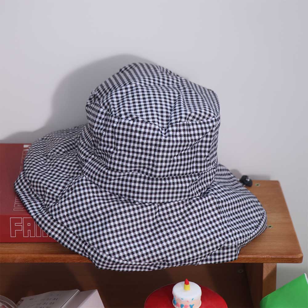 Casual Plaid Sun Hats Summer Fisherman Hat Fashion Drawstring Bucket Hats  Outdoor