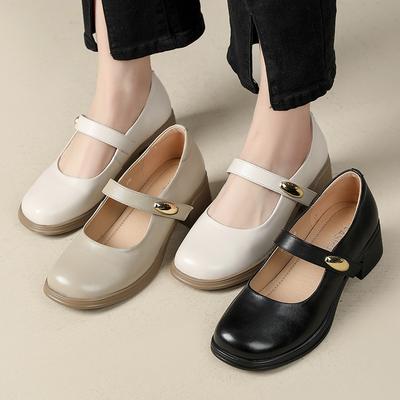 Мода GKTINOO 2025 Мода Женские Туфли Мэри Джейн Толстый Каблук Обувь из Натуральной Кожи Женская Весна Осень Платформа Офисные Женские Туфли