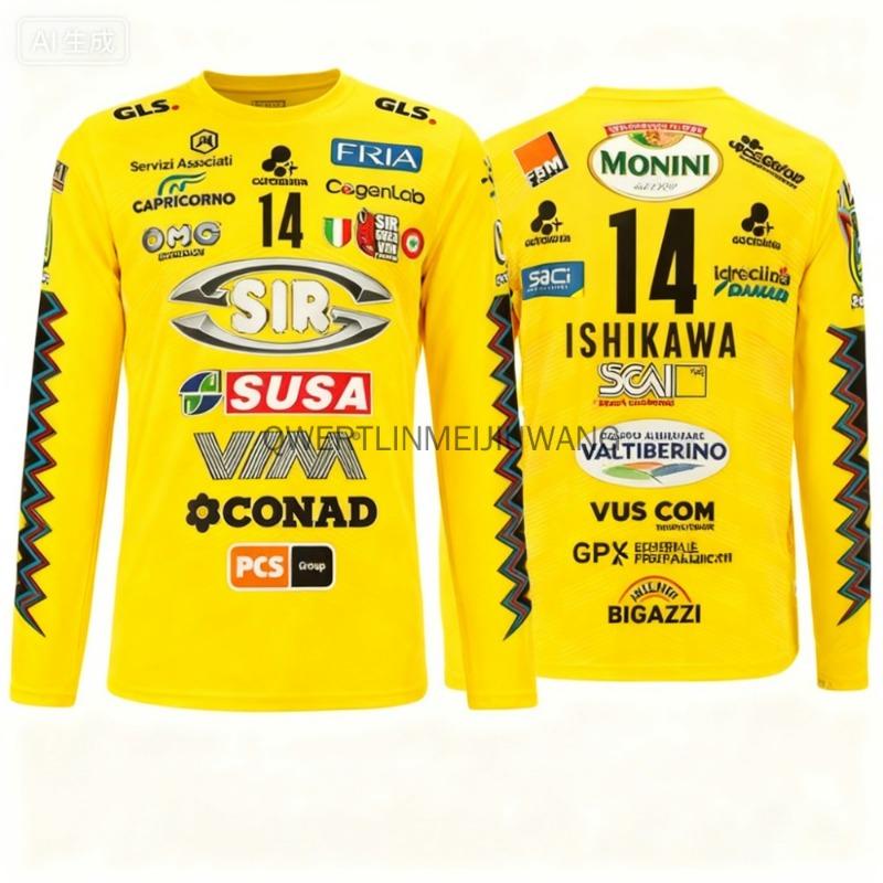 Syl Safety Perugia 2025 №14 Волейбольная футболка - Необходимая уличная дышащая футболка с длинным рукавом большого размера для осени и пляжа