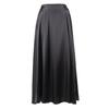 Women Maxi Silky Stain Loose Elastic High Waist Closure A-line Big Swing Pleated Solid Color Dating