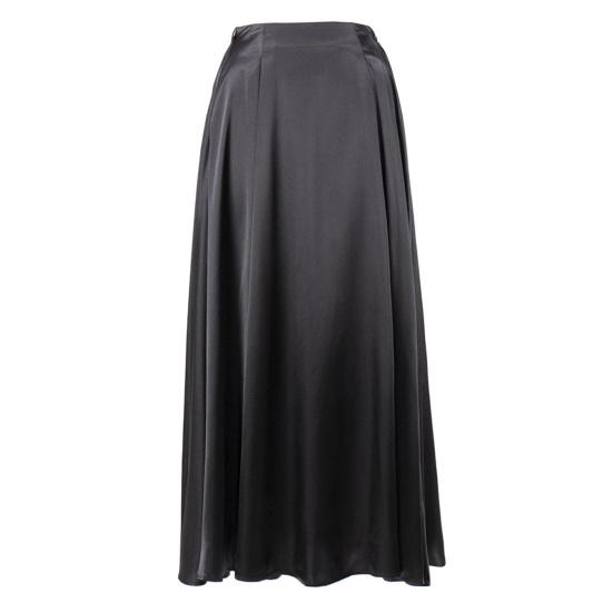 Женская макси-юбка шелковистое пятно свободная эластичная высокая талия на молнии трапециевидной формы большие качели плиссированные однотонные