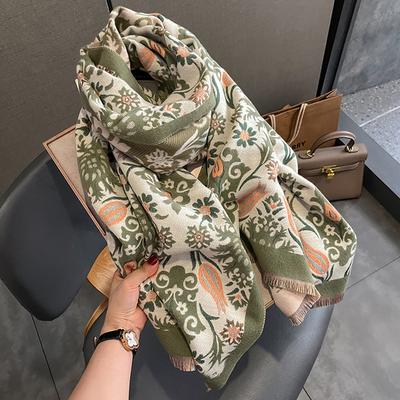 Осень и зима новый двухсторонний утолщенный теплый искусственный кашемировый шарф шаль для сохранения тепла плащ внешний наряд