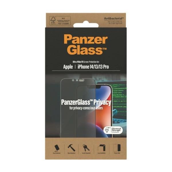 Tempered Glass Panzerglass Ultra-Wide Fit Antibacterial Privacy For iPhone 14 / 13 Pro / 13