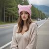 Кошачьи ушки Японская шапка-бини Инс Маленький дьяволенок Повседневный Пуловер с острым концом Y2K Харадзюку Панк Полосатая вязаная шерстяная шапка Осень Зима