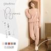 GlamollaMisse Pajama Embroidered Flannel Top with Logo Crew Long Sleeve and Long Pants with Elastic and Slimming Loungewear for and Winter Women's