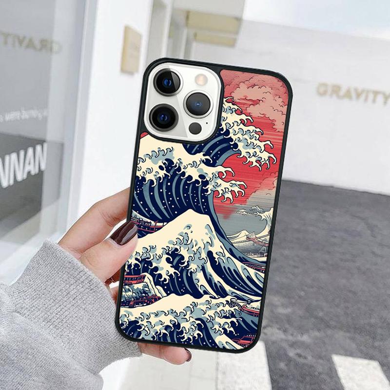 Чехол для телефона с изображением карпов, волн, журавлей и парчи для iPhone 17 Air 15 16 Чехол 11 13 14 Pro Max 12 Plus Max Fundas