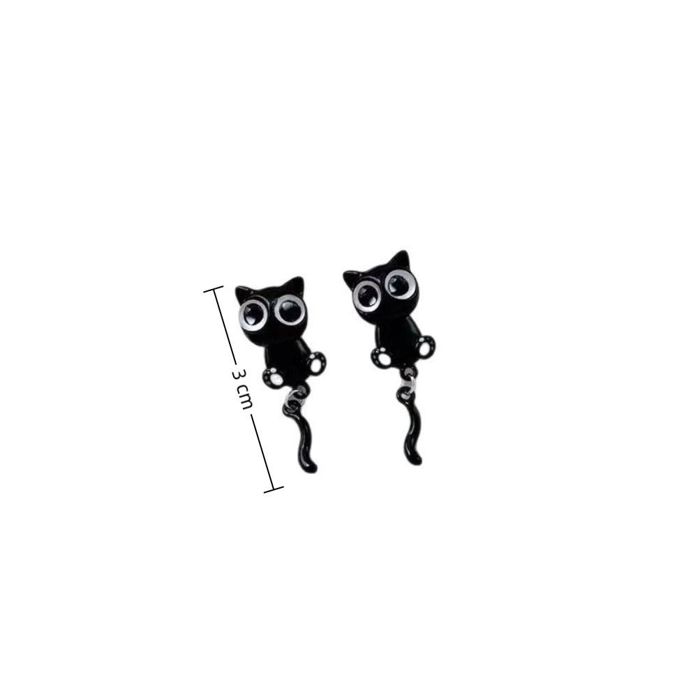 Sweet Black Cat Drop Earrings Alloy Light Luxury Earrings Black Kitten Earrings For Girl Women