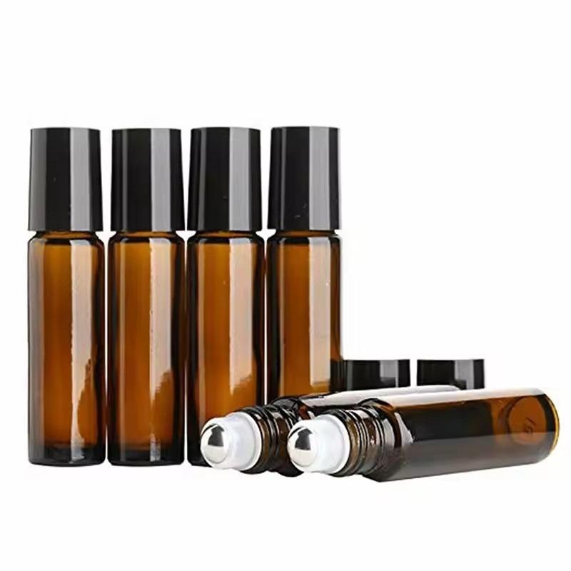 5ml Amber Glass Empty Roll on Bottles Refillable Sample Test Essential Oil Vials with Roller Ball Liquid Container