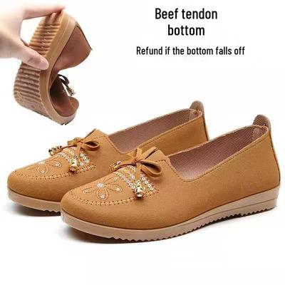 Женские легкие туфли из ткани «Старый Пекин» - Удобная сухожильная подошва для среднего и пожилого возраста