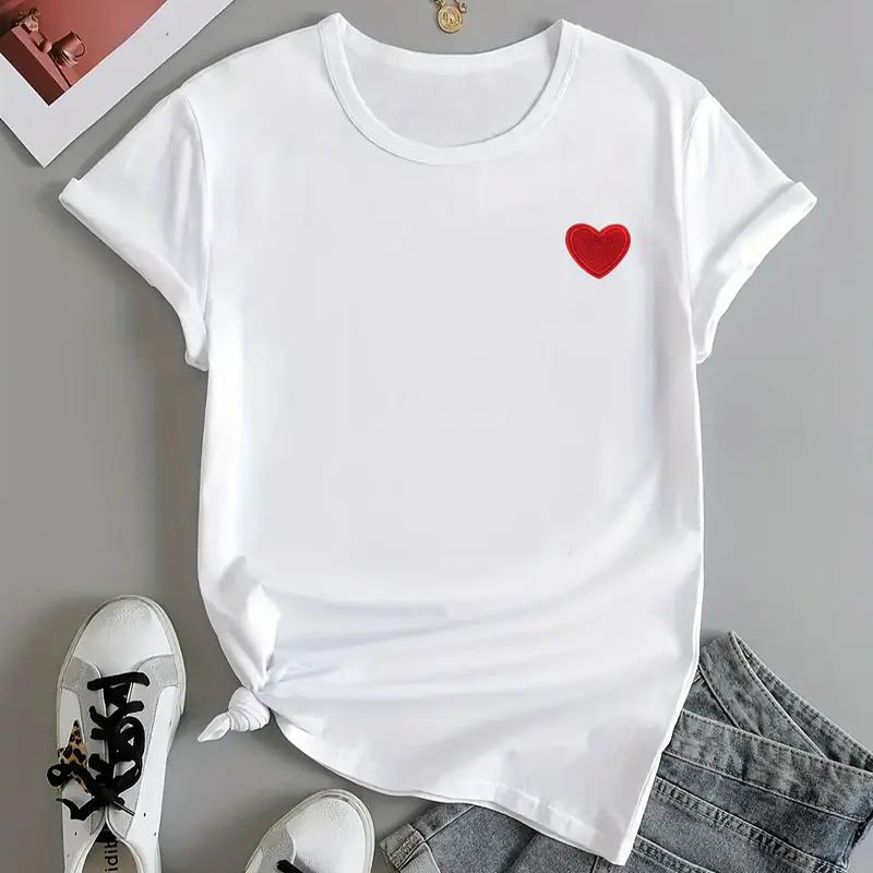 Женская летняя футболка с принтом Simple Love, футболки с коротким рукавом, повседневные топы с принтом